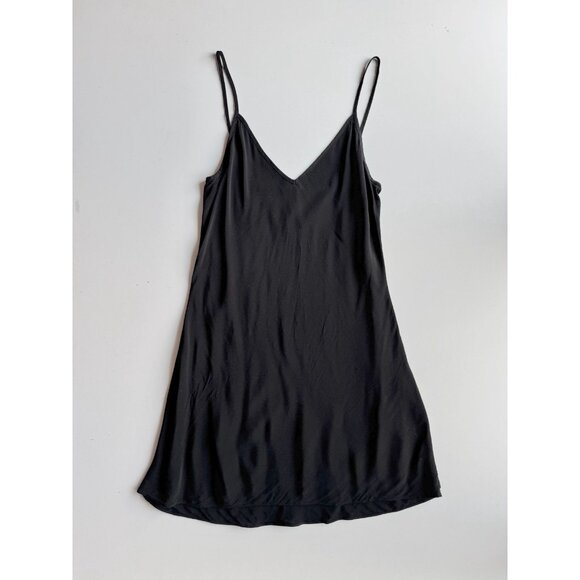 Aritzia WILFRED UNDER Secret Black Rayon Twill V-Neck Mini Slip Dress, Size S - Picture 5 of 15